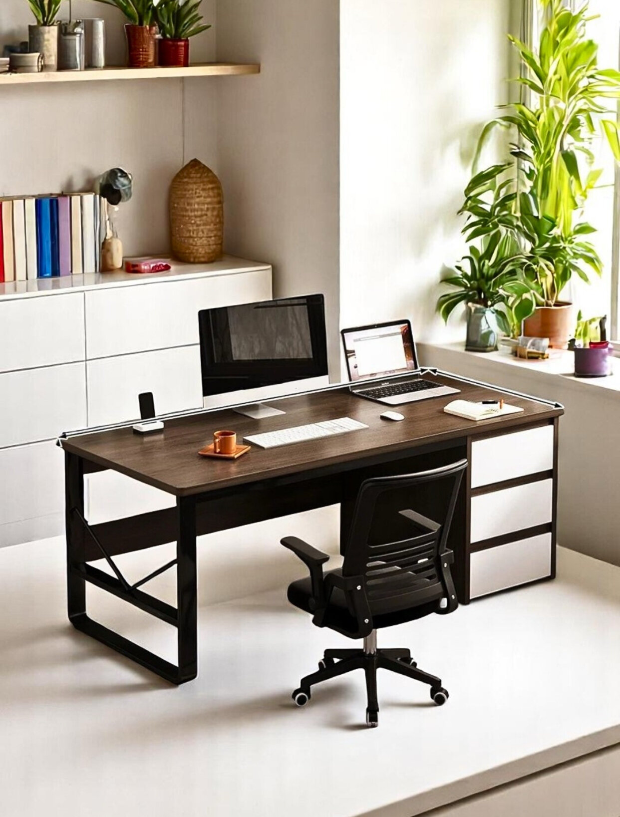 Письменный стол с полкой, для офиса, школы, компьютера , лофт — фото 1