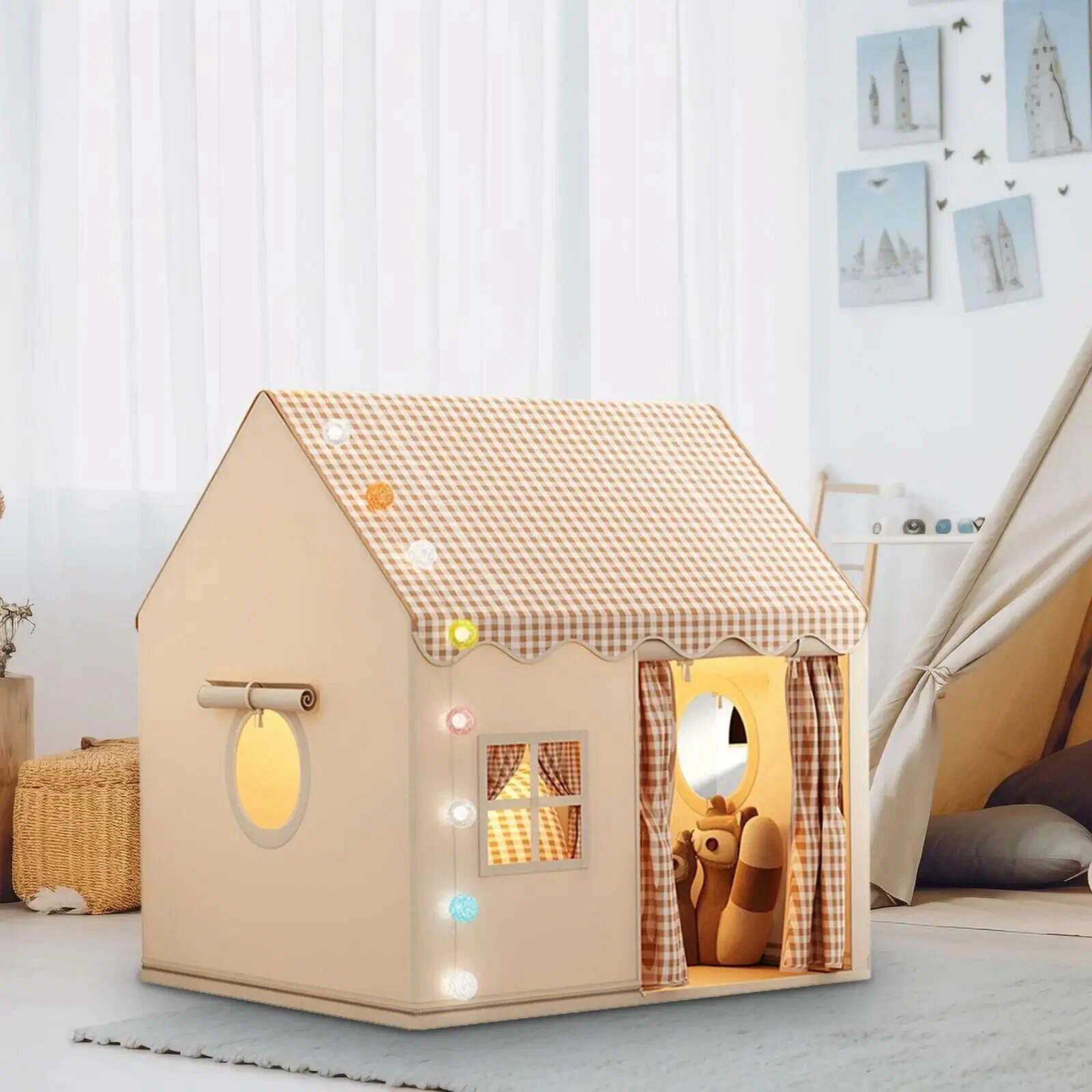 Игровая палатка для детей, большой игровой домик, палатка-принцесса для мальчиков и девочек, замок с окнами