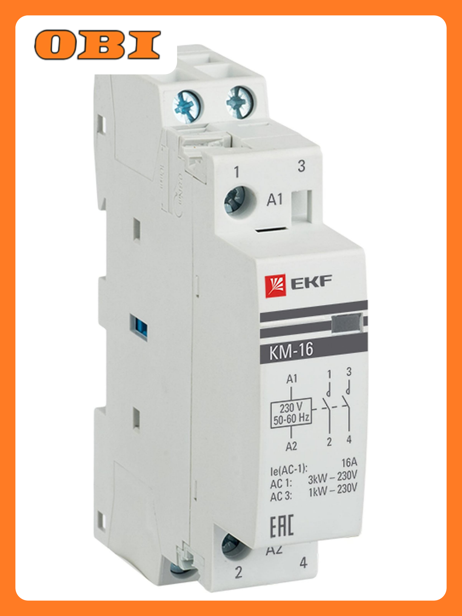 Контактор модульный EKF PROxima КМ 16А NО+NC (1 мод.)