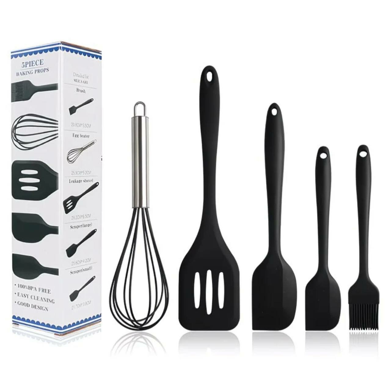 Набор кухонных силиконовых аксессуаров 5 предметов, термостойкие, BPA Free, 4 цвета
