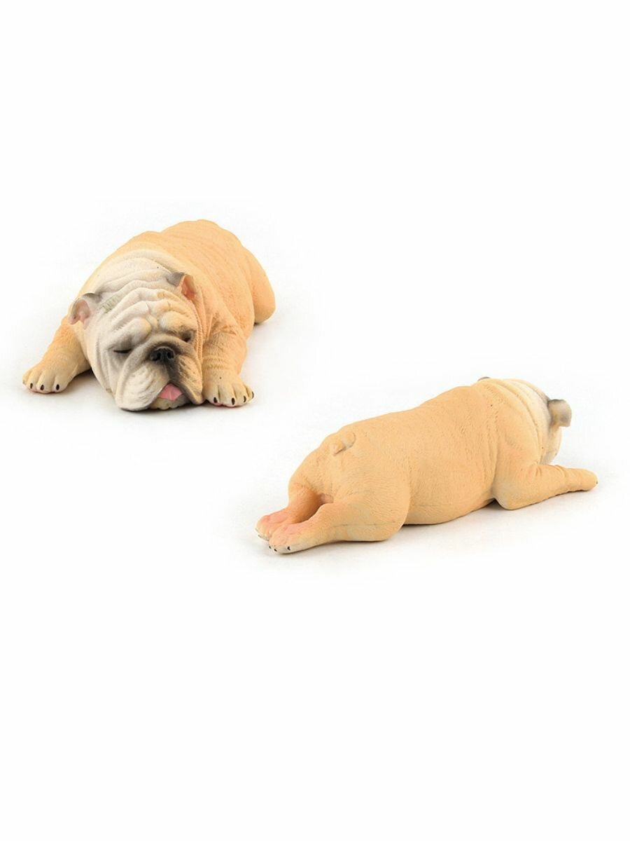 Фигурка собака Бульдог спящий, бежевый — фото 1
