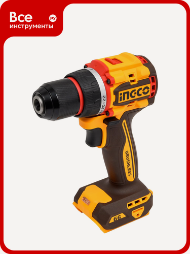 Изображение товара Аккумуляторный шуруповерт INGCO 66 Нм 20B, б/щ INDUSTRIAL, для сверления отверстий в пластике