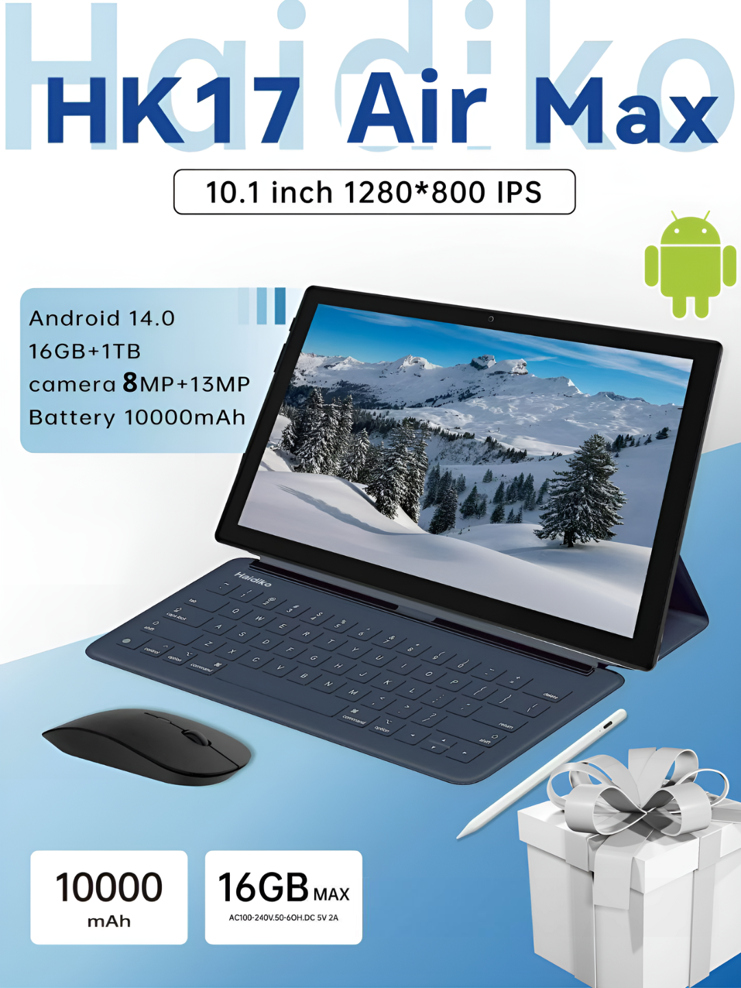 Планшет Haidiko HK17 Air Max | 10.1" In-Cell, 10000 мАч, Android 14, Dual SIM