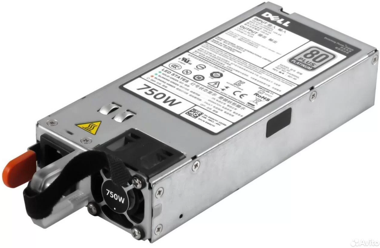 Блок питания Dell 750W 00XW8W 0XW8W для R630 R730, 750W PWR SPLY,750W, RDNT,13G, ART, V2