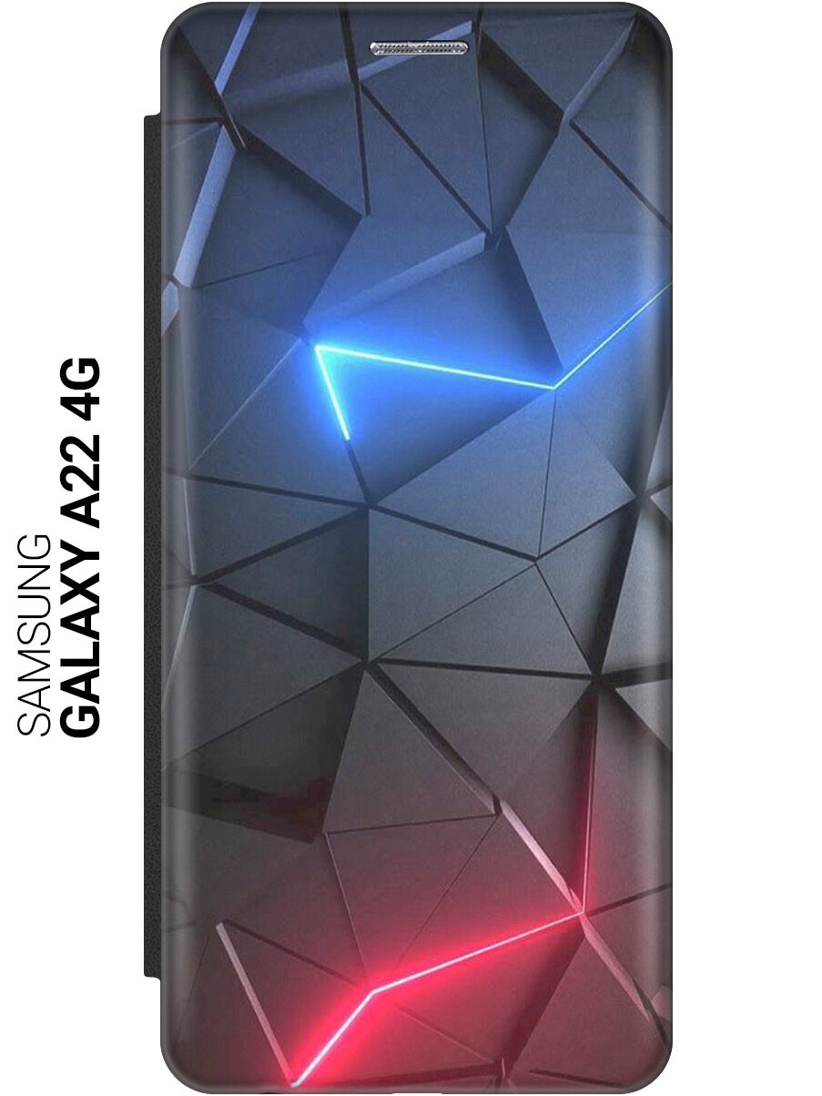 Чехол-книжка на Samsung Galaxy A22 / M32 / M22 с принтом "Графитовые грани" черный