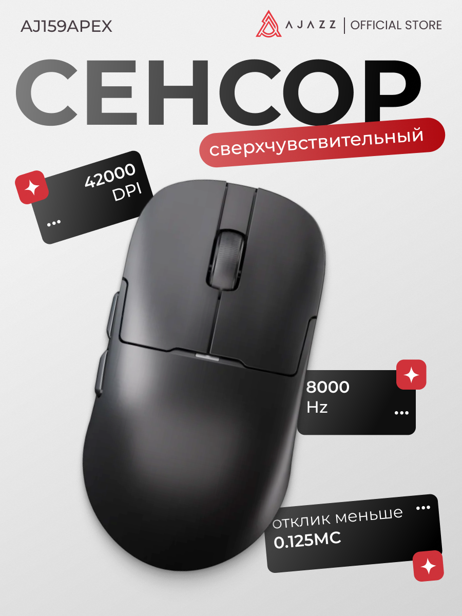 Игровая беспроводная мышь с экраном AJAZZ AJ159 APEX, черная — фото 1