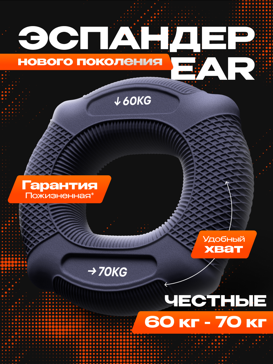 Нагрузка - 60кг - 70кг эспандер кистевой FITFILIP, модель EAR