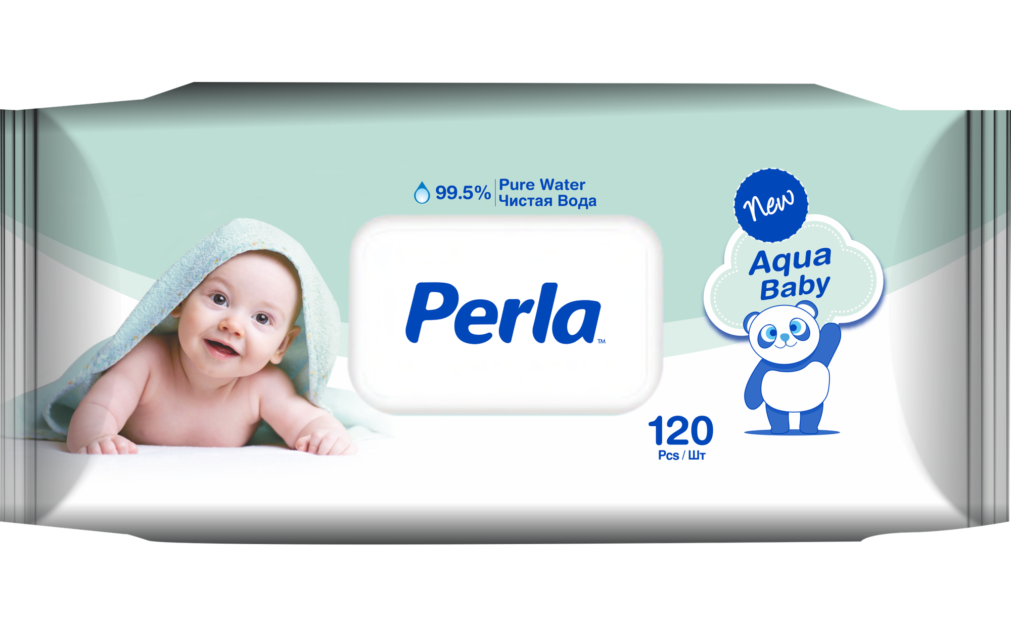 Салфетки детские Perla Aqua Baby, безаллергенный состав, 99.5%, чистая вода, 120шт