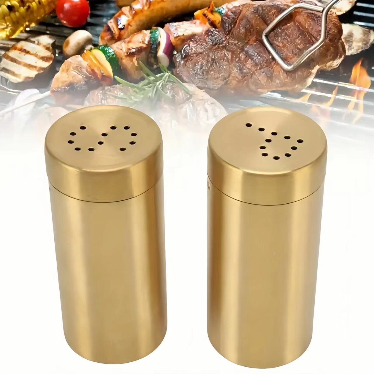 2-шт Golden набор из нержавеющей стали соли и перца - современные спайсовые бутылки для готовки