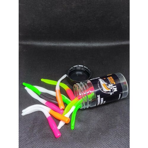 Силиконовая приманка для ловли форели, съедобный силикон для рыбалки MT-Jigs,10 шт, аттрактант сыр. микс двухцветный