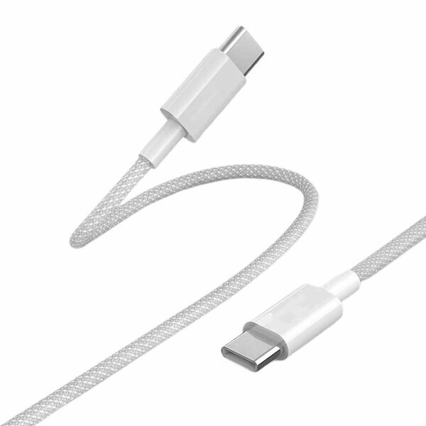 Кабель TypeC-TypeC PD быстрая зарядка , для айфона , андроида , приставок , наушников , белый , 1 метр — фото 1