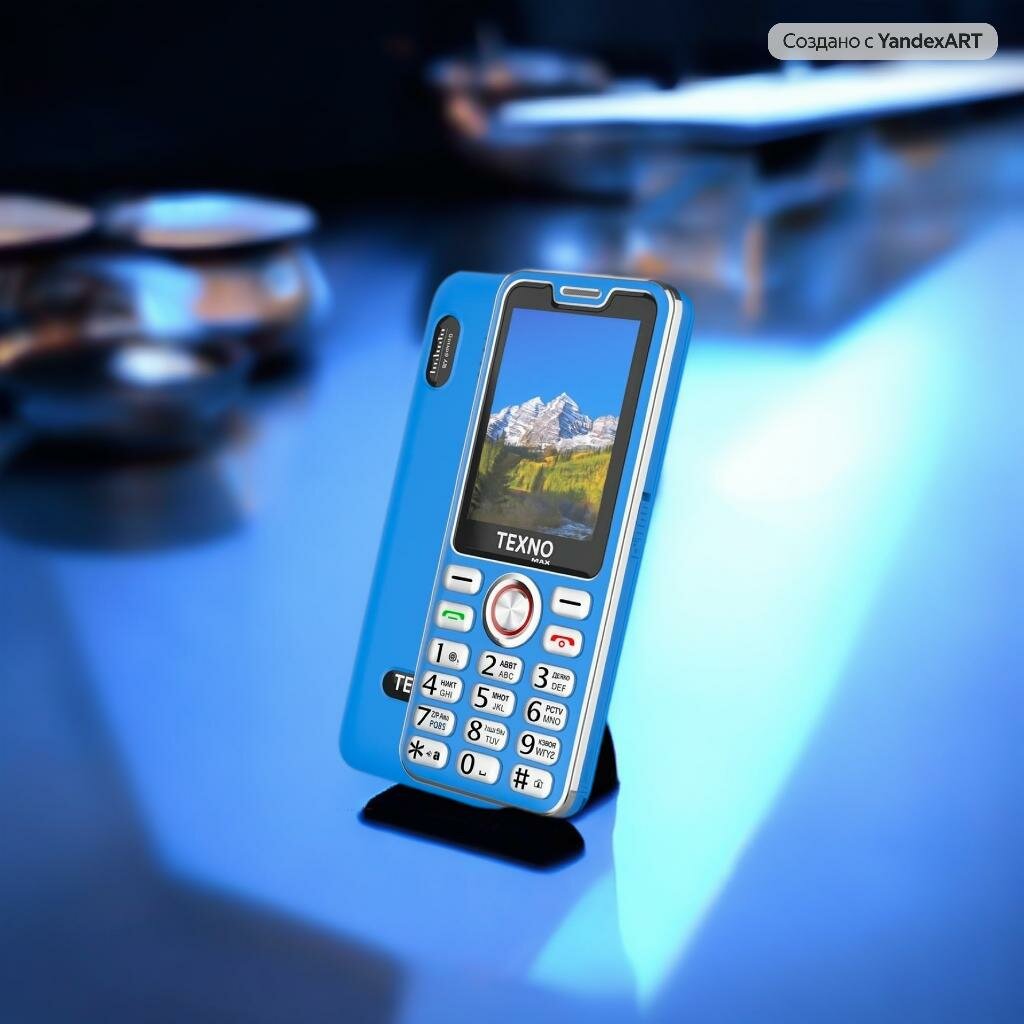 Texno Max 025 кнопочный телефон, два сим, фонарик, FM радио, синий — фото 1