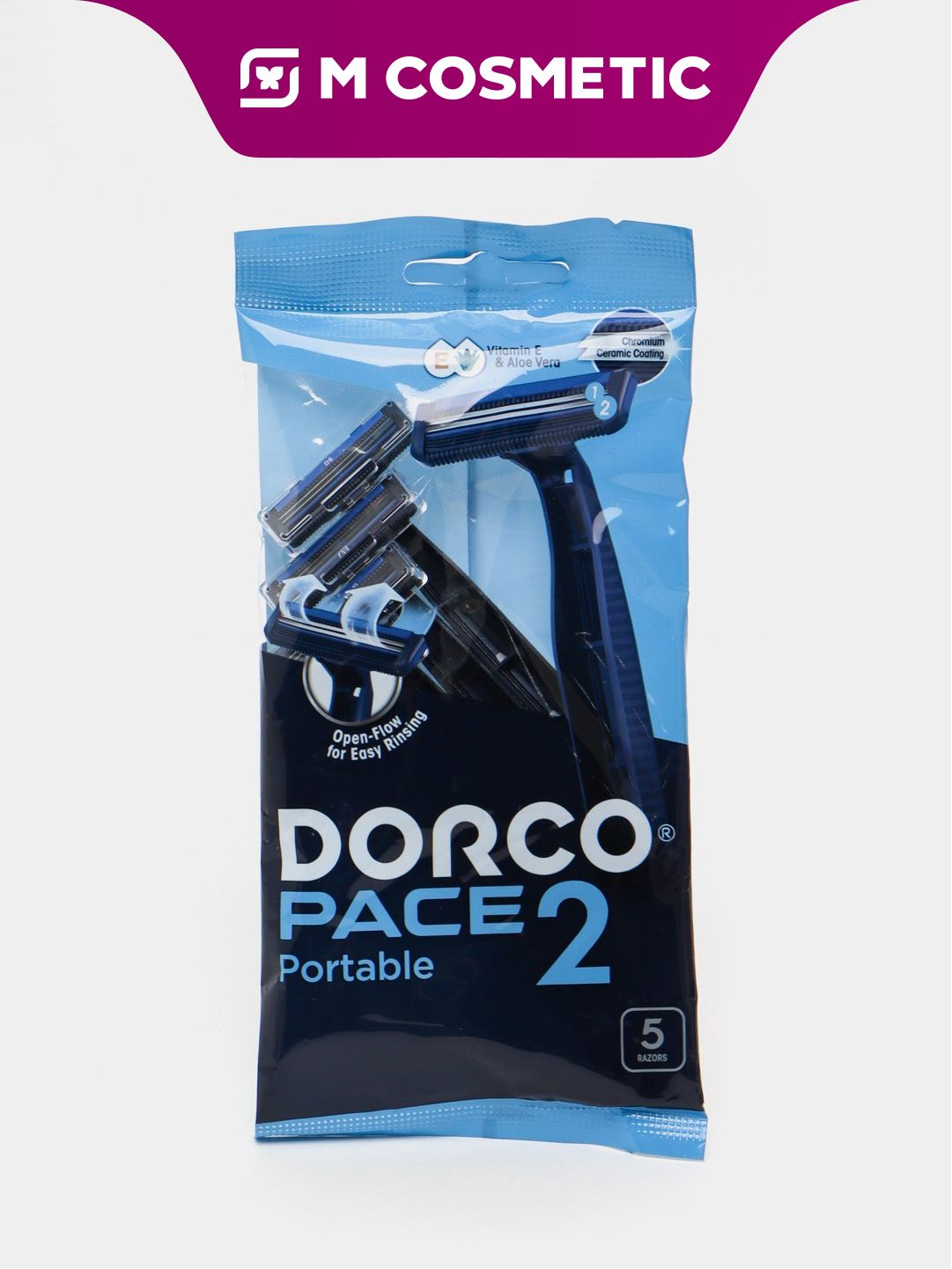 DORCO Одноразовый бритвенный станок Pace 2 TNB200BL-5P, 5 шт — лёгкое и чистое бритьё с двойными лезвиями