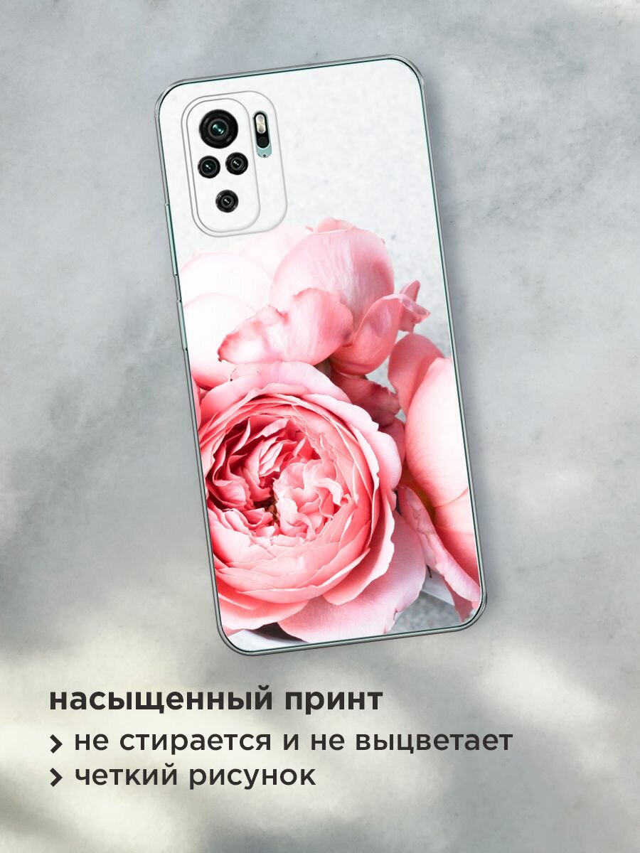 Чехол на Xiaomi Redmi Note 10/Note 10S/Poco M5s / Сяоми Редми Нот 10/Нот 10S/Поко M5s с принтом "Пионы на белом" — фото 1