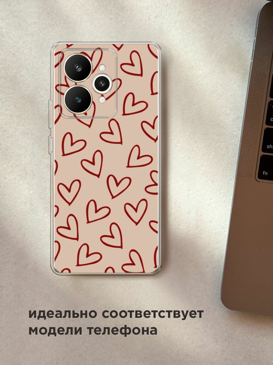 Чехол на Realme 15 / Реалми 15 с принтом "Little hearts doodles 1 - 14 февраля" — фото 1