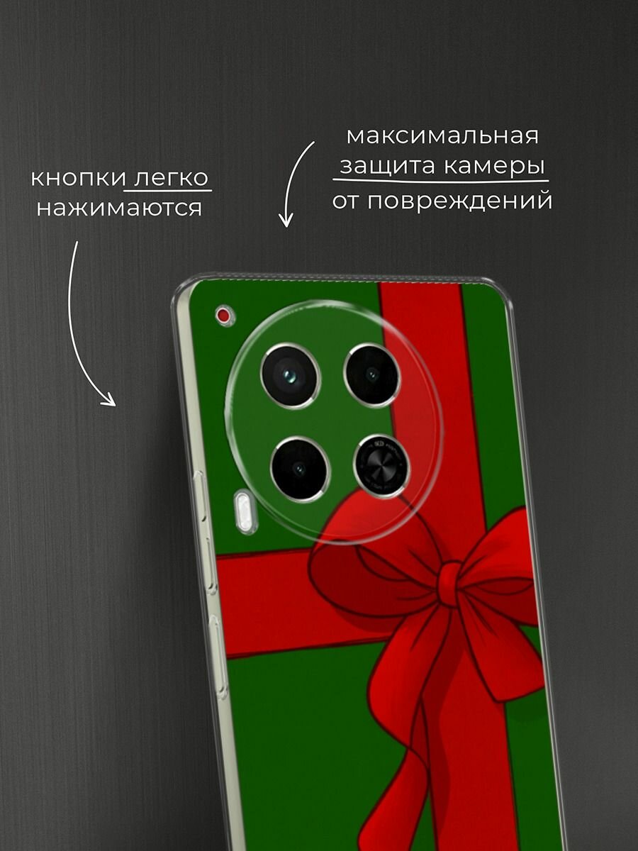 Чехол на Tecno Camon 30 5G / Текно Камон 30 5G с принтом "Зеленая коробка с подарком" — фото 1