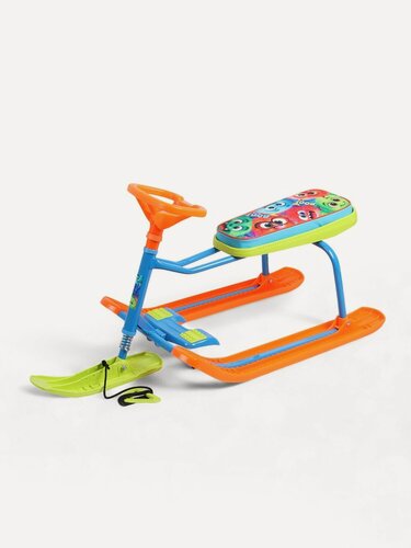 Изображение товара Снегокат ТС1-СЛ/М Snow Cat "Монстрики", амортизация, 100 кг, оранжевый/зеленый