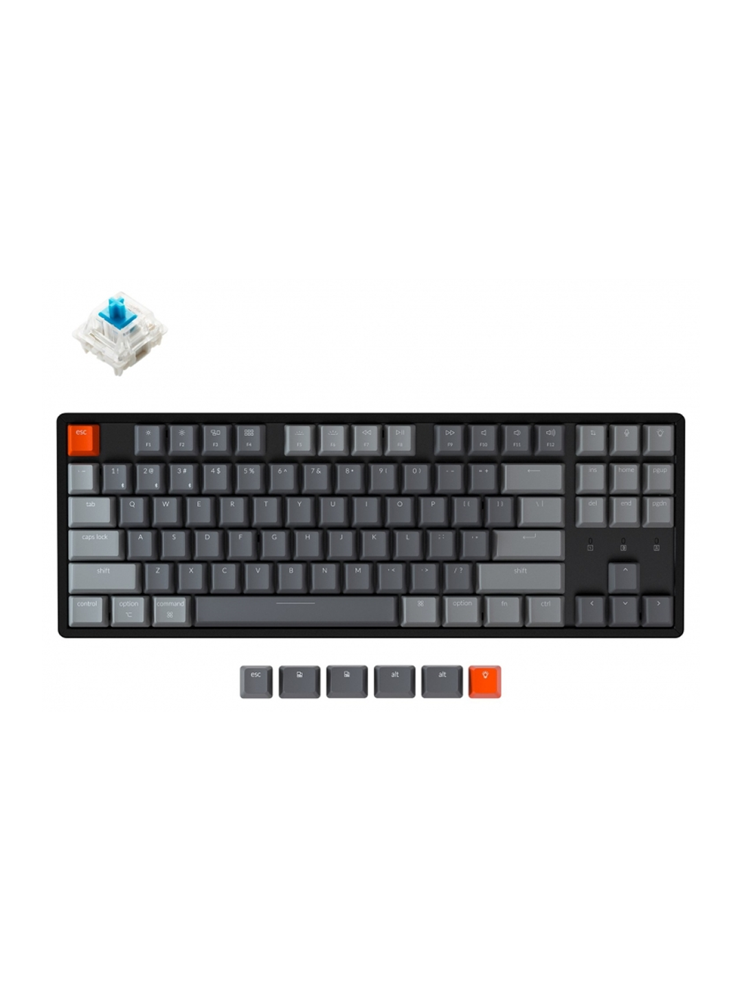 Клавиатура Keychron K8, 87 клавиш, Bluetooth, подсветка RGB, Gateron, черный, K8C2_KEYCHRON