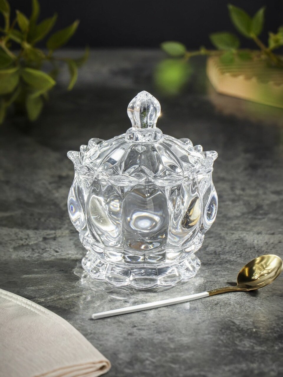 Сахарница стекло, 9х11 см, 180 мл, Самоцветы