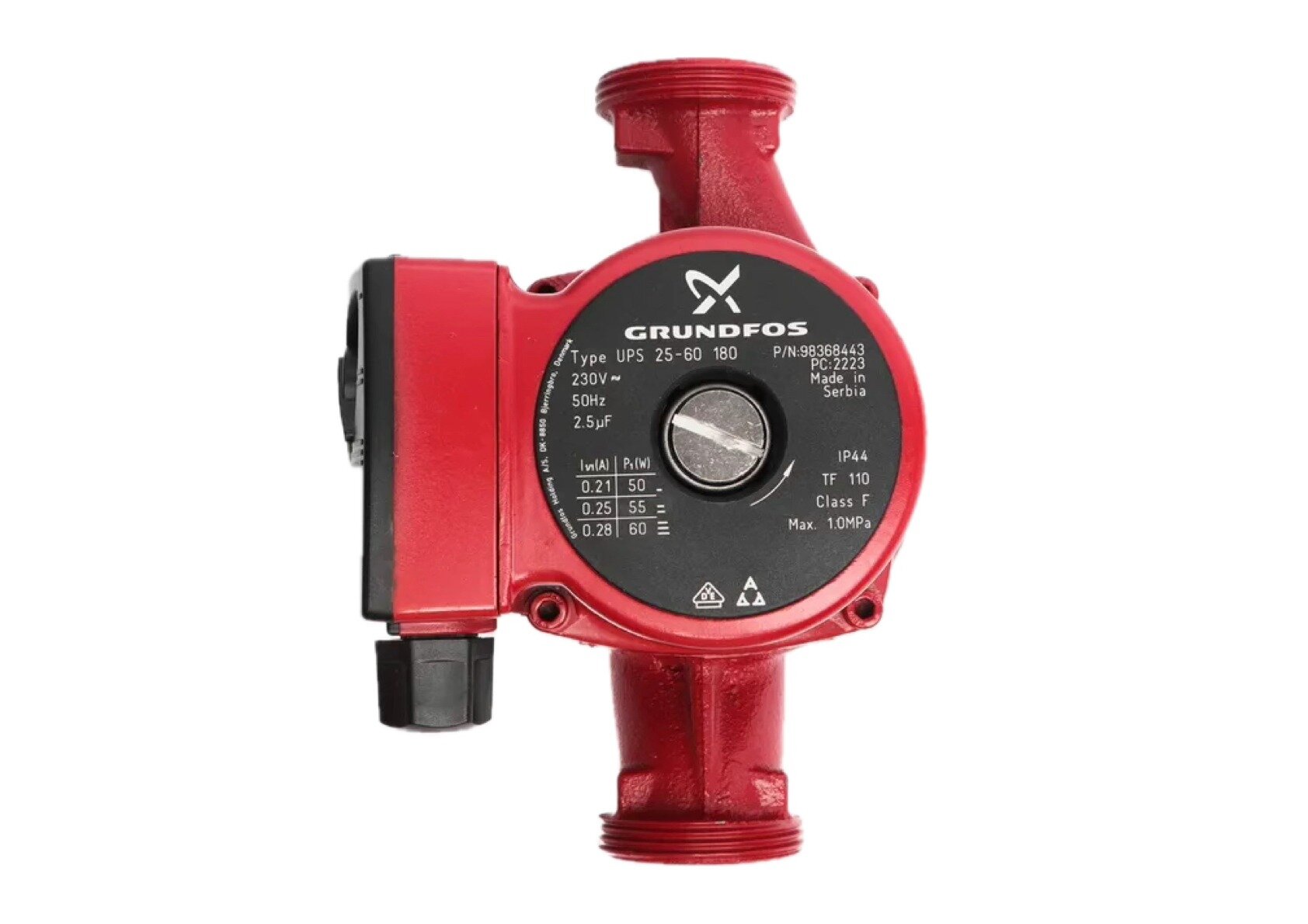 Циркуляционный насос G R U N D F O S UPS 25-60 монтажная длина 180 мм. с гайками.