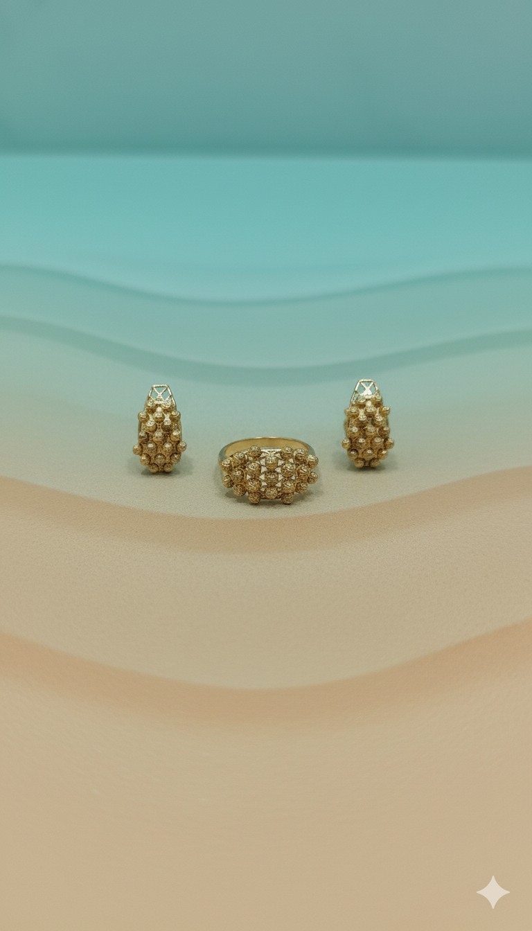 Комплект бижутерии: цепь, кольцо, серьги, колье, кристаллы Swarovski, кварц