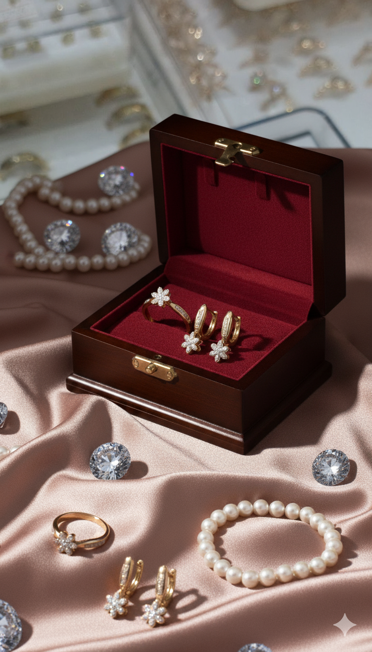 Комплект бижутерии: цепь, кольцо, серьги, колье, кристаллы Swarovski, кварц