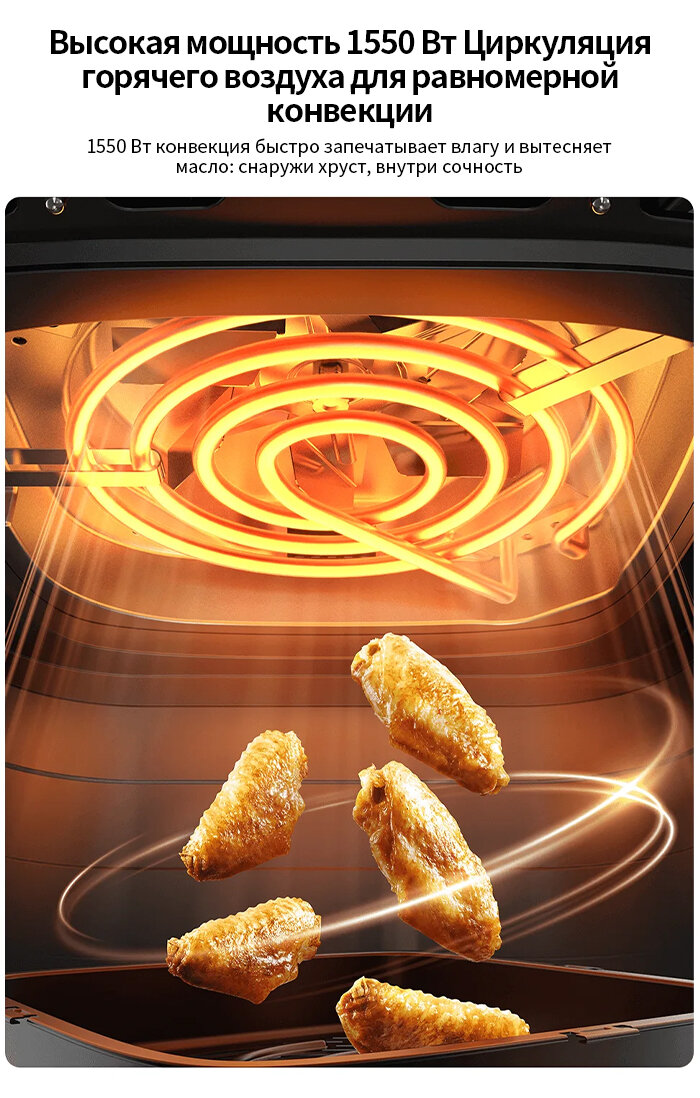 Кондиционеры Xiaomi Аэрогриль Xiaomi Air Fryer Essential 6L EU, механи ческое управление, без переворотов, металл внутри,360° горячий воздух