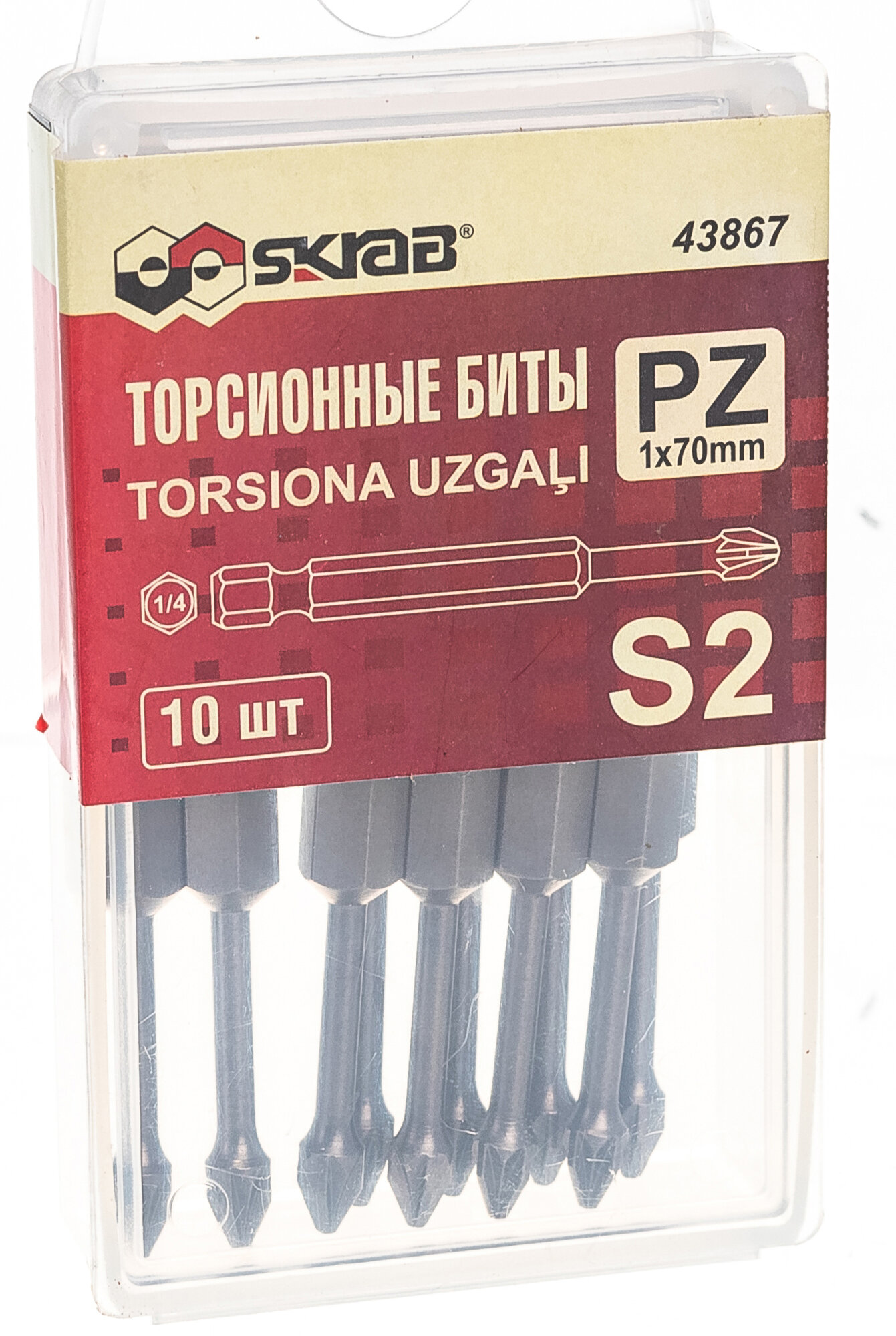 SKRAB Биты PZ 1 x 70 мм 10шт. Торсионные 43867