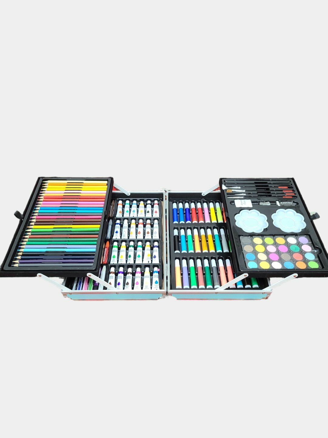 Набор для рисования для детей, в чемоданчике фломастеры, карандаши, акварель — фото 1