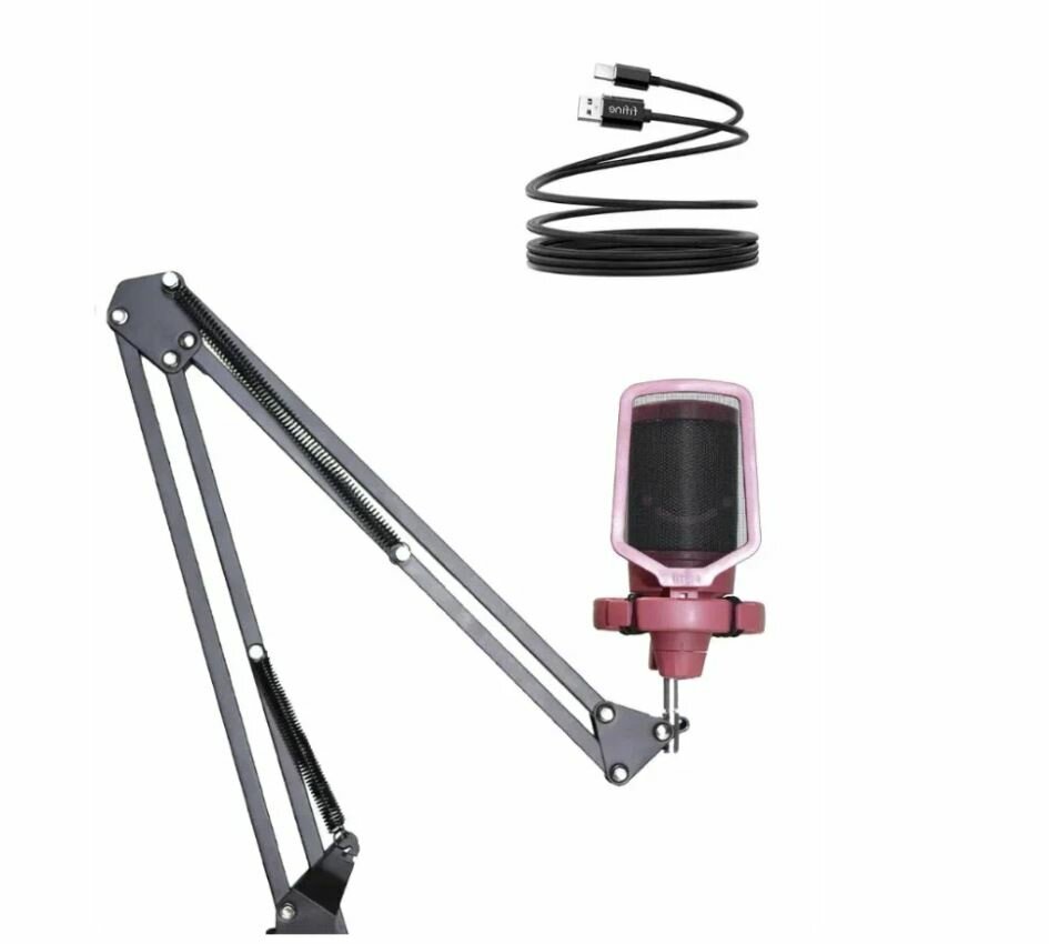 Конденсаторный USB Микрофон Fifine A6T Ampligame с RGB-подсветкой, Красный