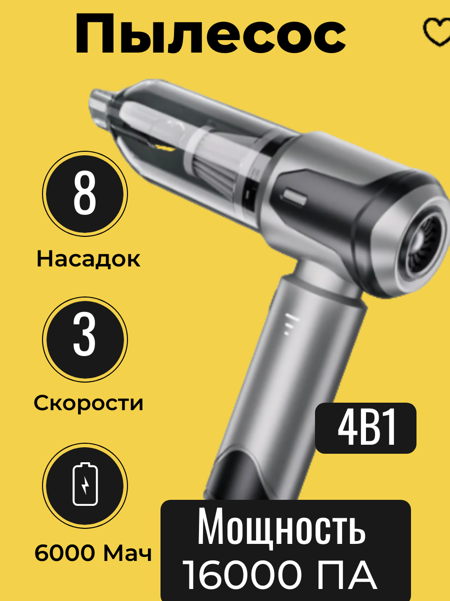 Автомобильный пылесос мощный аккумуляторный ветродуйка