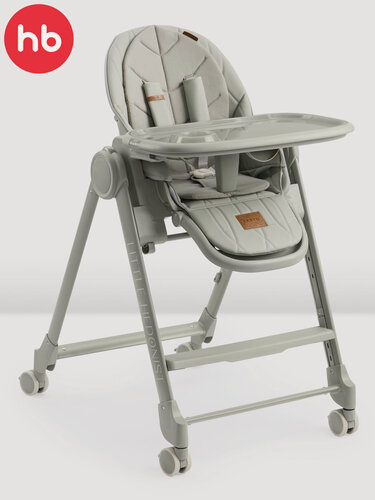 Изображение товара Стульчик для кормления Happy Baby Berny Lux до 25 кг, шезлонг, 4 повротных колеса, зеленый