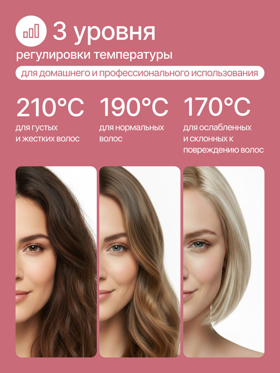 Стайлер для волос / плойка для локонов Home Essential, розовая — фото 1