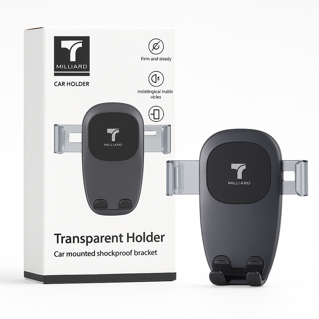 Прозрачный держатель MILLIARD – автомобильный держатель для телефона, ударопрочный, крепление на вентиляционную решетку