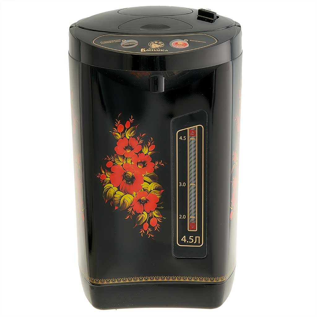 Чайник-термос электрический 4.5 л Василиса ВА-5007 "Жостово" 750 Вт, черный — фото 1