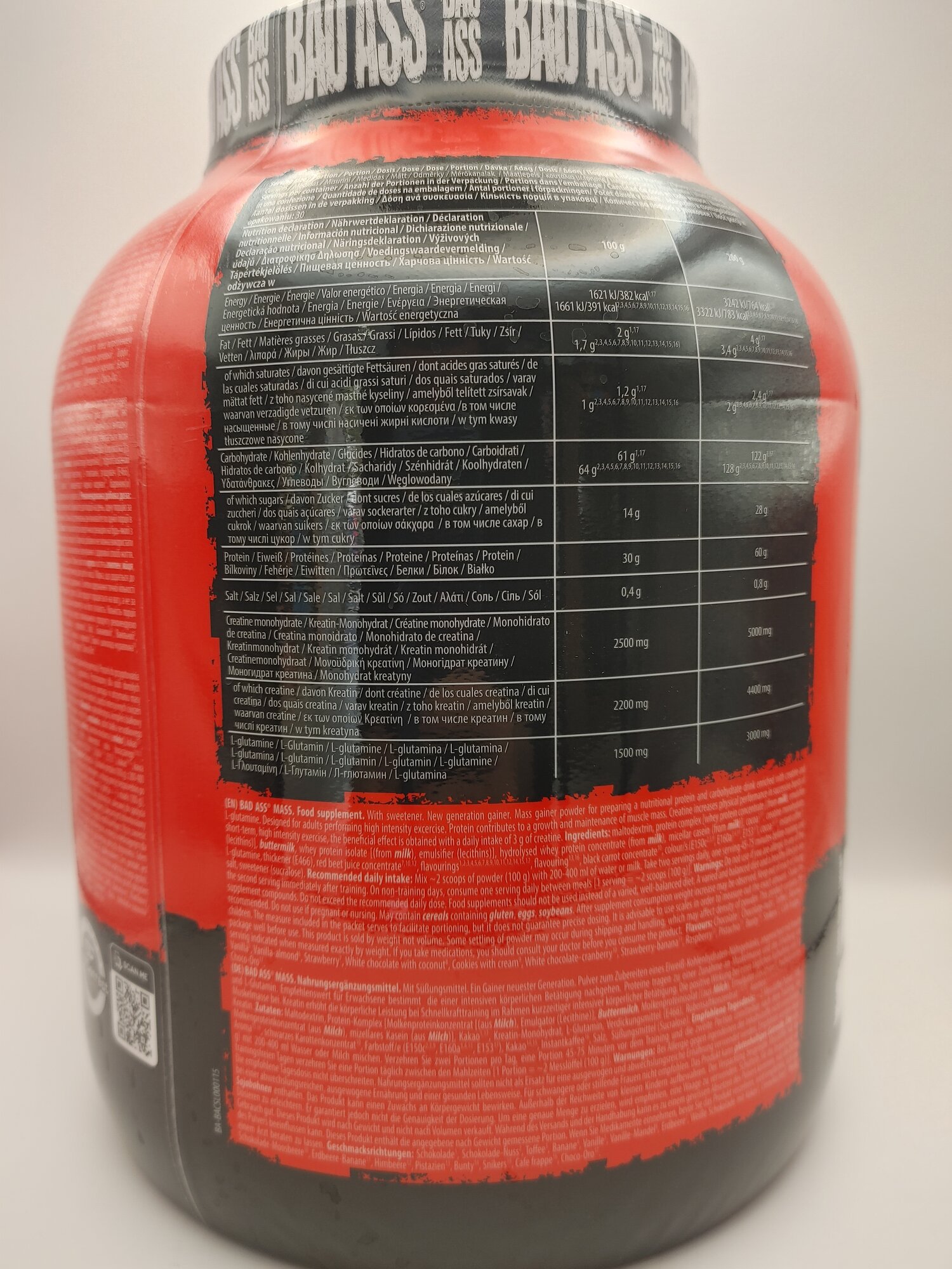 Гейнер Bad Ass Mass, для набора веса, с креатином, БЦАА и Л-глютамином — фото 1