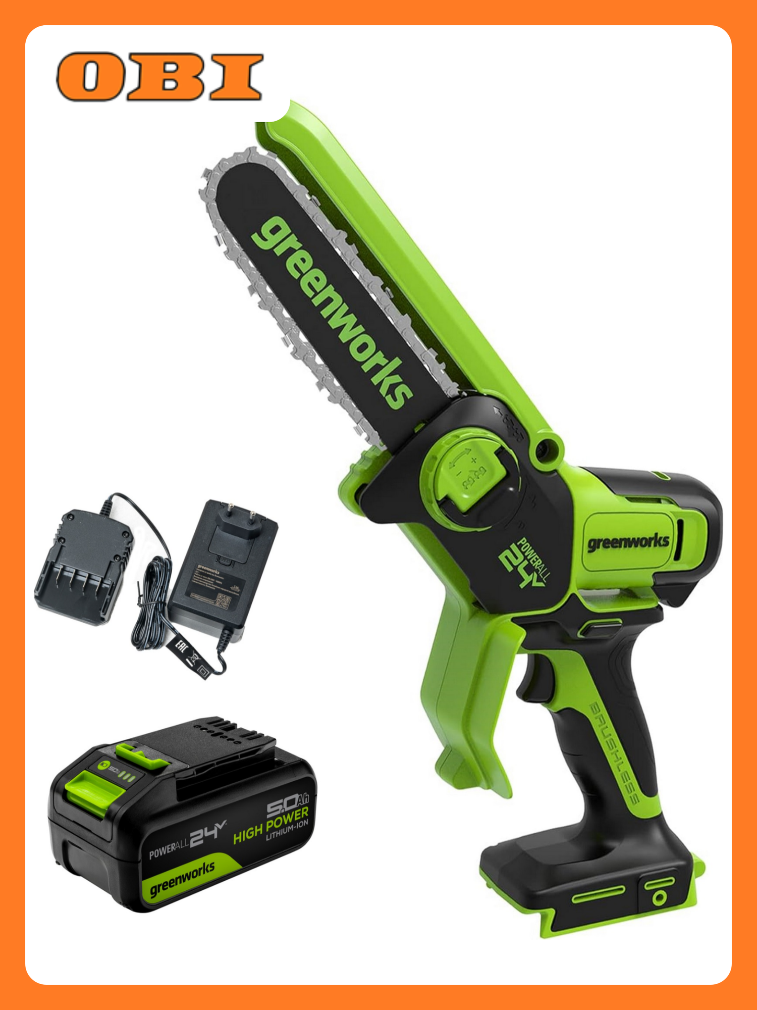 Пила аккумуляторная GREENWORKS GD24CSMNX 2008707UA 24В 15см АКБ и З/У