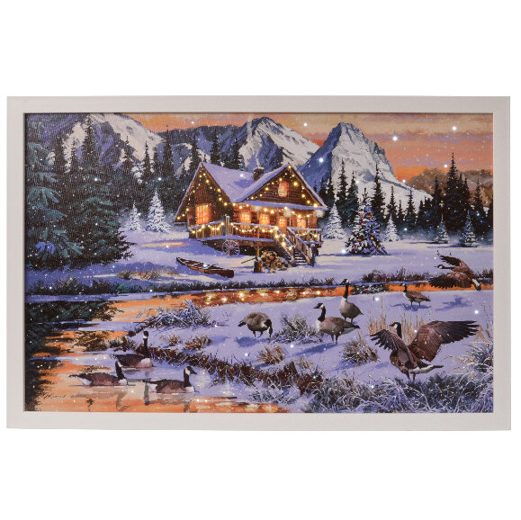 Светодиодная картина Альпийский Пейзаж 58*38 см с оптоволоконной и LED подсветкой, на батарейках, Kaemingk, 483614-2