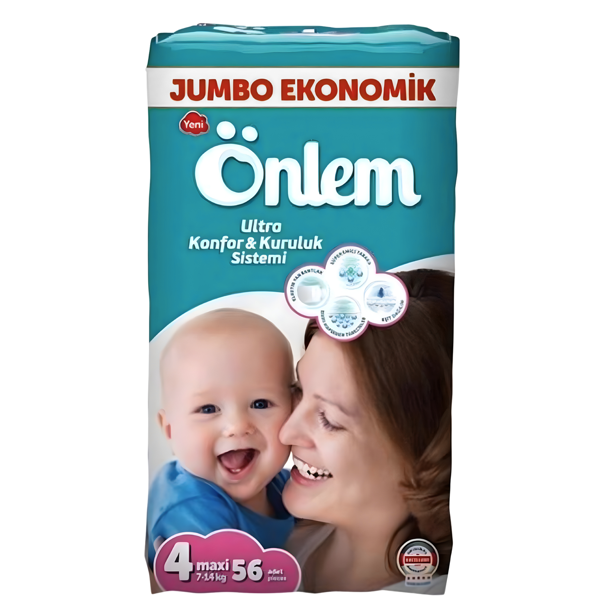 Подгузники Onlem, гипоаллергенные, воздухопроницаемые, мягкая текстура, размер 4, 56 шт. — фото 1