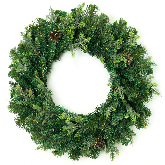 Венок Новогодний-11 с шишками 60 см литая + ПВХ MOROZCO ВН-11