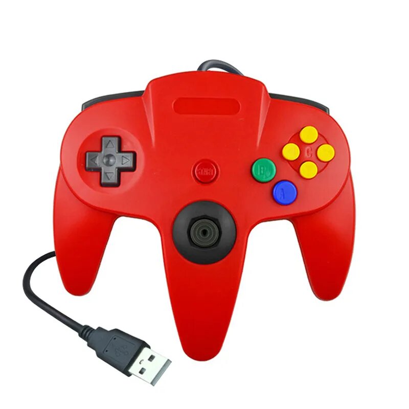 USB проводной геймпад ren tian ge для Nintendo 64 Красный