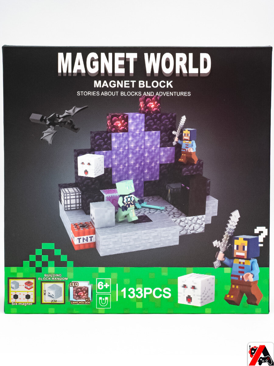 Магнитный конструктор Майнкрафт 133 кубика — фото 1