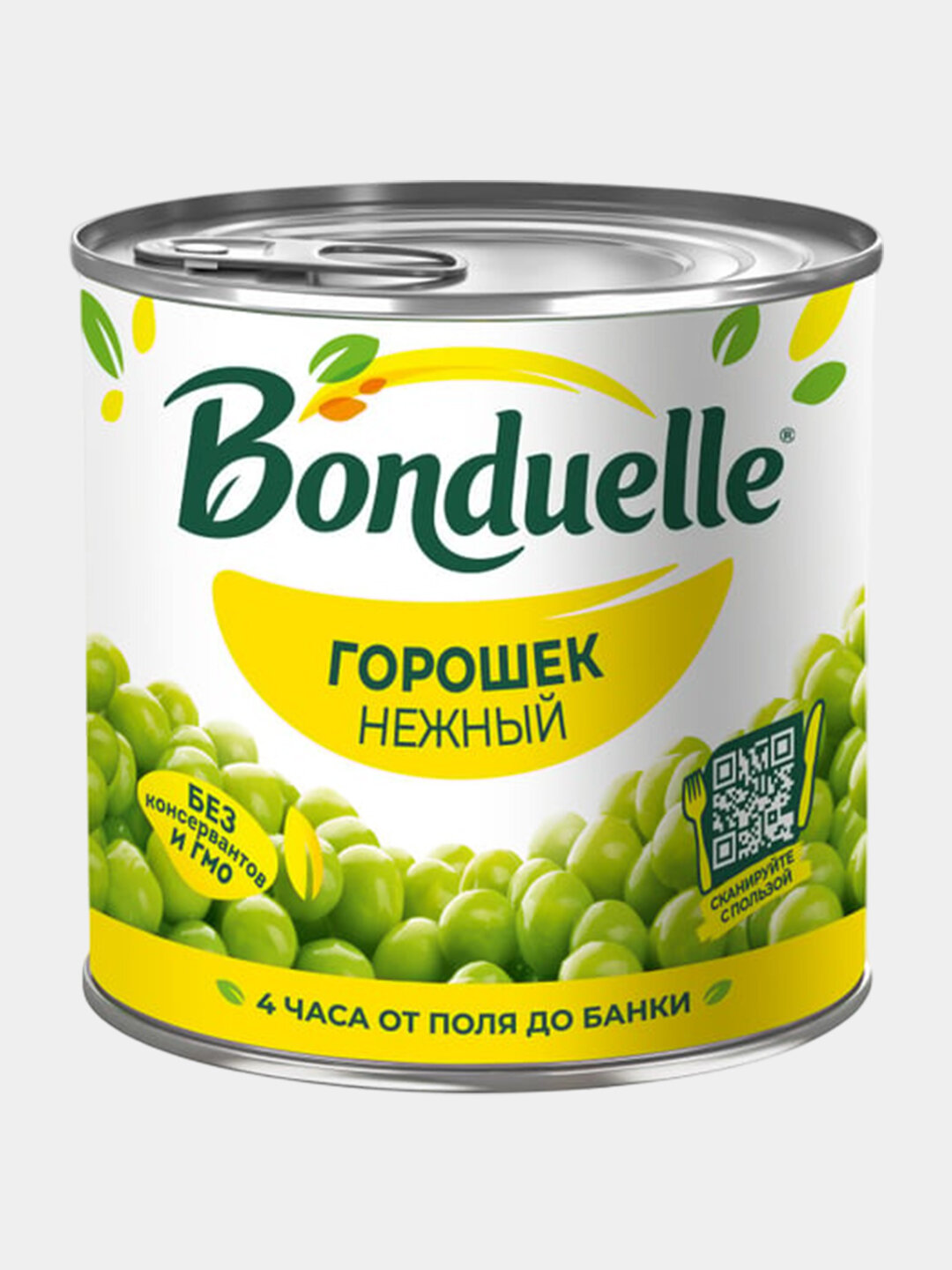Горошек Bonduelle, зеленый, консервированный, в жестяной упаковке, 400 г