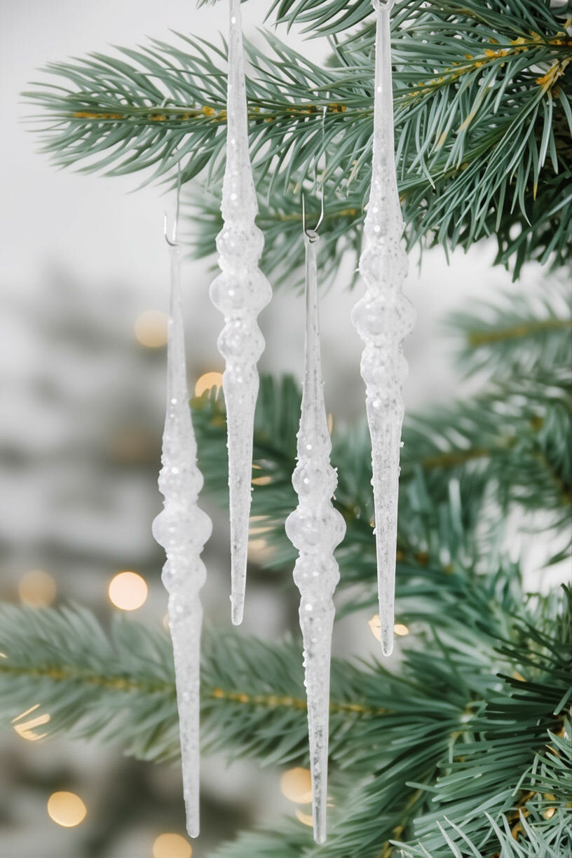 Набор ёлочных украшений сосульки 'арсино', акрил, белый, 21 см, 4 шт, Winter Deco 1000467