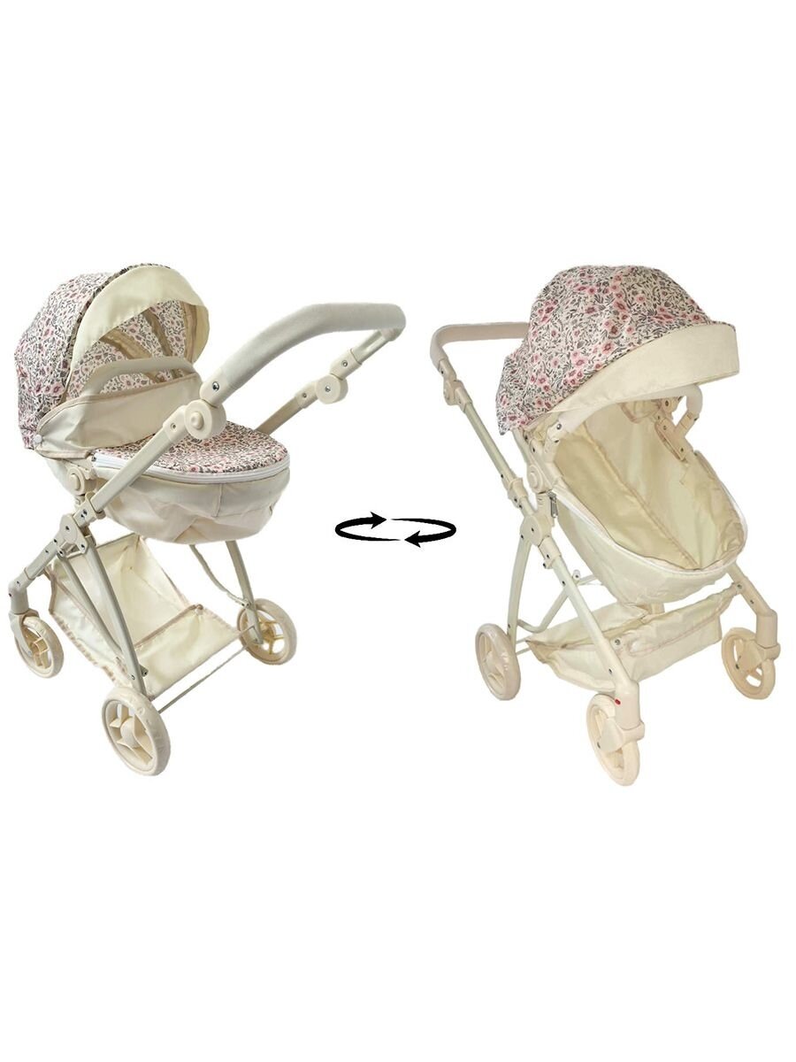 Коляска для кукол трансформер бежевая Мильфлер — фото 1