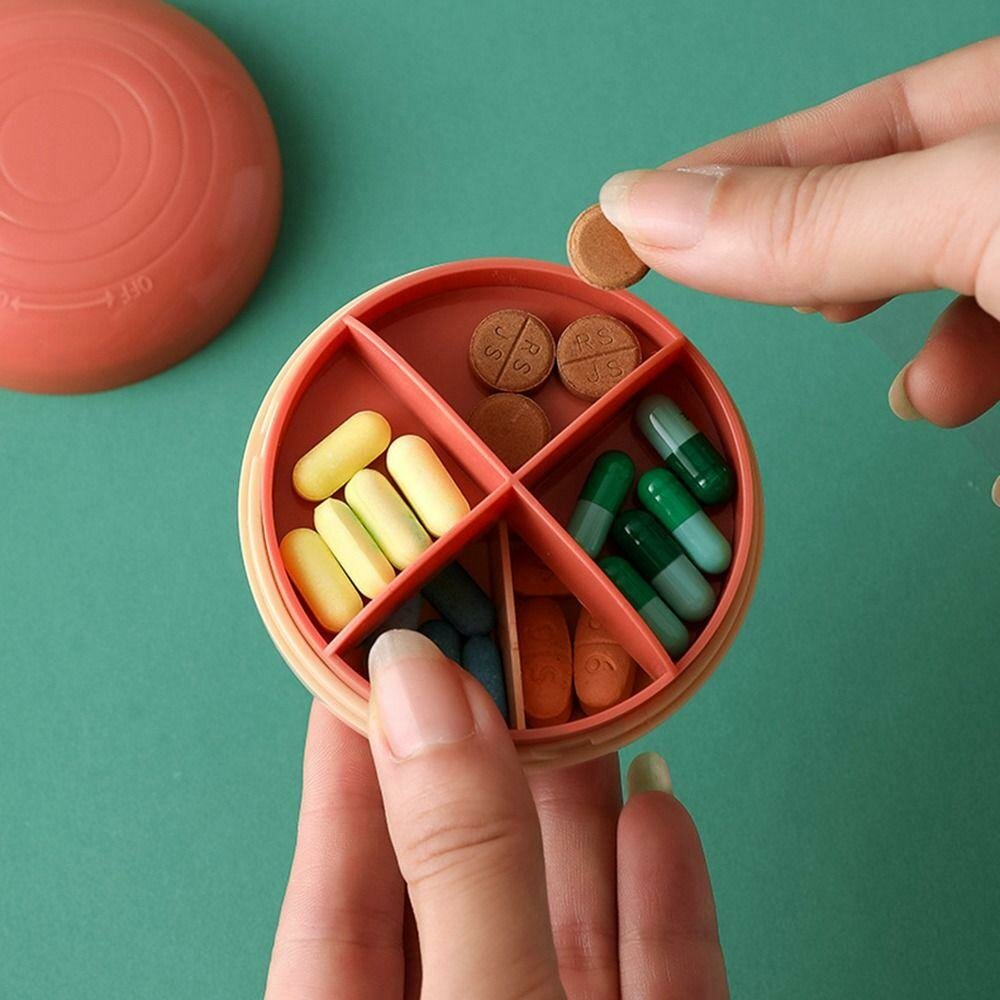 Круглый органайзер для таблеток и БАДов "Таблетка" с 4 ячейками