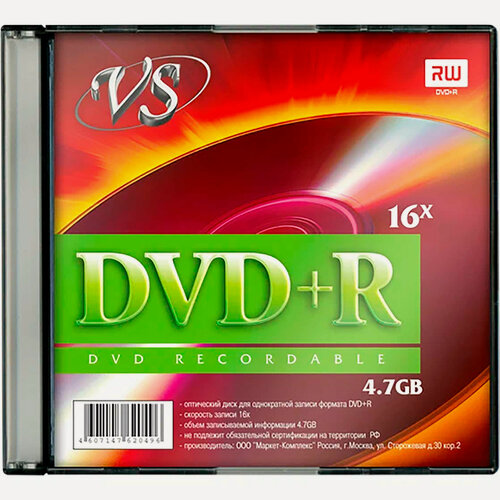 Изображение товара Диск VS DVD+R 4,7 GB 16x Slim, 1шт