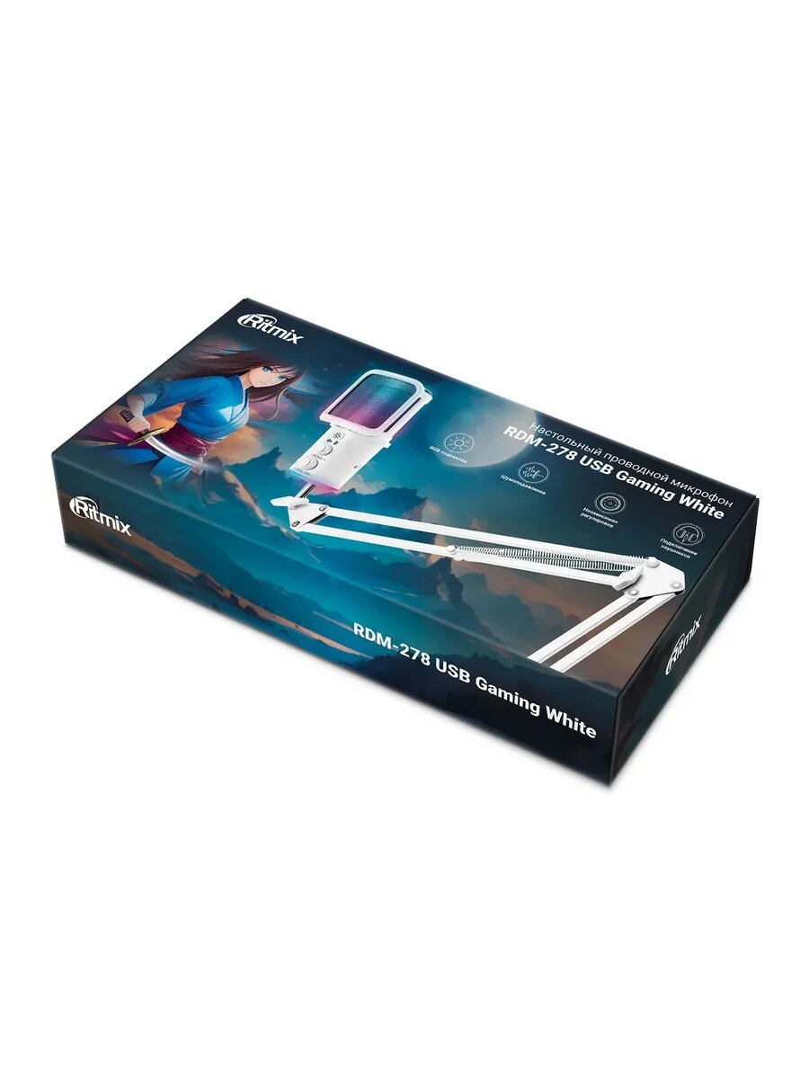Микрофон RDM-278 USB Gaming White Подкл Type-C-USB A/Type-C — фото 1