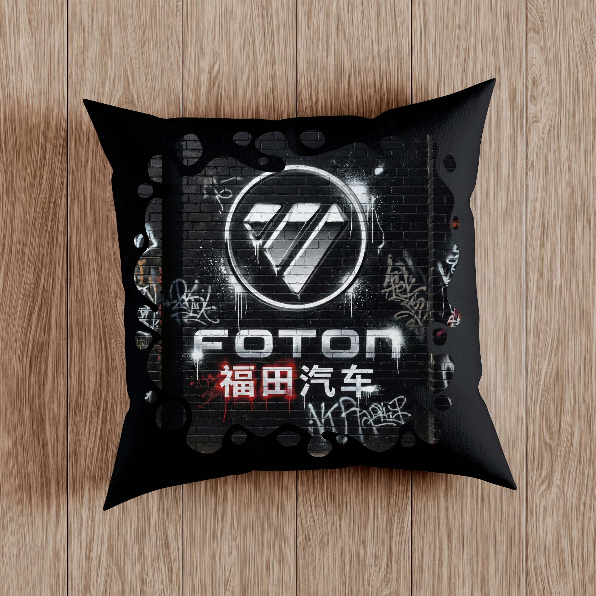 Подушка декоративная с логотипом Chery, Haval, Jetour, BYD, Zeekr. Размер 38 x 38см, съёмный чехол, синтепон.