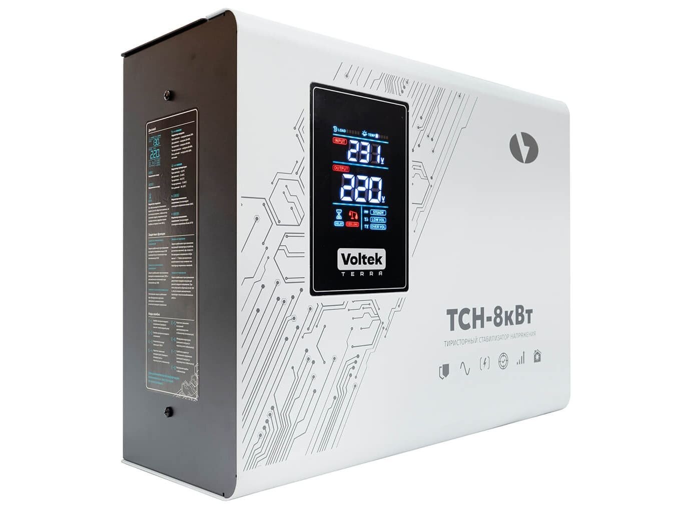 Тиристорный стабилизатор напряжения Voltek ТСН-8 кВт (8 кВА, 80-280 В)